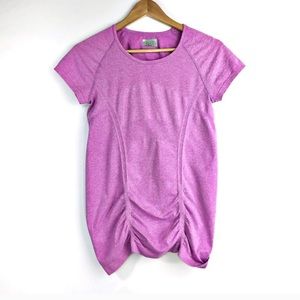 Athleta “Fast Track” scrunched bottom tee